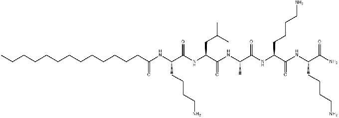 N2 (1-Oxotetradecyl) - L-lysyl-L-leucyL-L-alanYL-L-lysyl-L-LYSINAMIDe структура